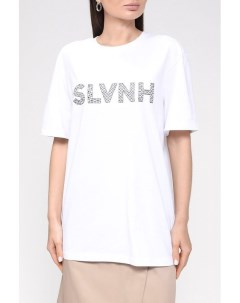 Хлопковая футболка с логотипом бренда Silvian heach