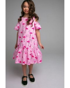 Хлопковое платье с принтом фламинго Playtoday
