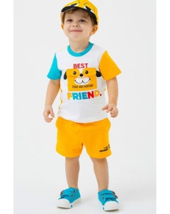 Комплект хлопковый из футболки и шорт с принтом Playtoday