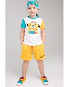 Комплект хлопковый из шорт и футболки с принтом Playtoday