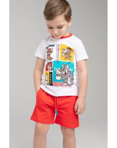 Хлопковый комплект из футболки и шорт с принтом Playtoday
