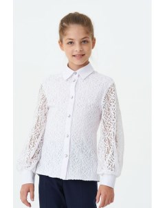 Однотонная блуза с ажурным рукавом Смена