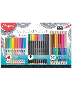Набор для творчества Colouring Set, 10 фломастеров, 10 капиллярных ручек, 12 двусторонних цветных карандашей, точилка (897417) Maped