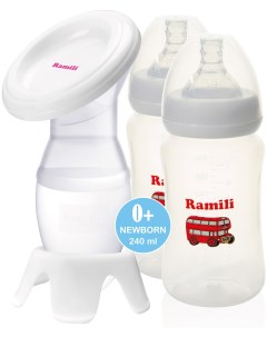 Молокоотсос MC200 с двумя противоколиковыми бутылочками 240ML Ramili