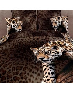 Постельное белье Леопард 2 сп евро Famille