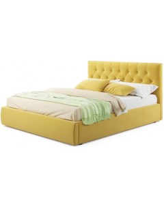 Мягкая кровать Verona 1400 желтая с подъемным механизмом Bravo