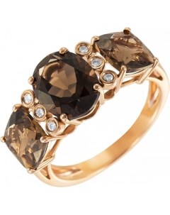 Кольцо с бриллиантами раухтопазами из красного золота Джей ви