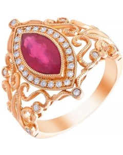 Кольцо с рубином и бриллиантами из жёлтого золота Джей ви