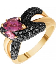 Кольцо с бриллиантами топазами и турмалином из красного золота Джей ви