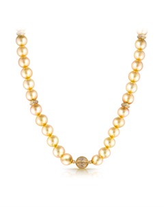 Ожерелье из жёлтого золота с жемчугом и бриллиантами Бронницкий ювелир