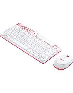 Клавиатура и мышь Logitech Комплект клавиатура мышь MK240 USB беспроводной Бело красный