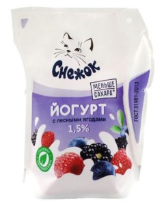 Йогурт питьевой с лесными ягодами 1 5 БЗМЖ 900 мл Снежок