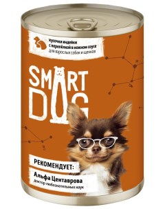 Консервы для взрослых собак и щенков кусочки индейки с перепелкой в нежном соусе 850 г Smart dog консервы