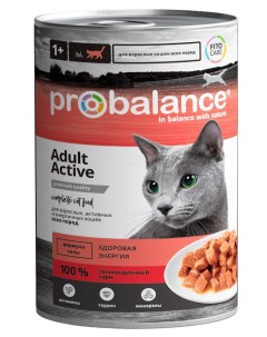 Консервы для взрослых активных энергичных кошек всех пород 415 г Probalance