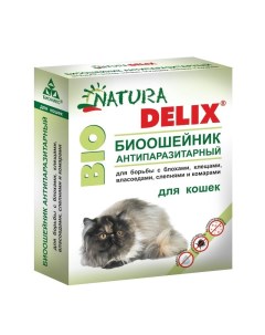 Ошейник антипаразитарный Natura Delix BIO с алоэ вера для кошек 10 г Бионикс