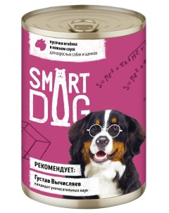 Консервы для взрослых собак и щенков кусочки ягненка в нежном соусе 850 г Smart dog консервы