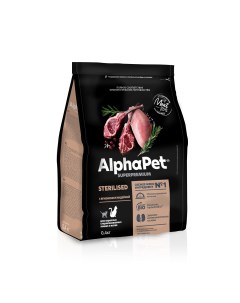 Сухой полнорационный корм с ягненком и индейкой для взрослых стерилизованных кошек и котов 1 5 кг Alphapet