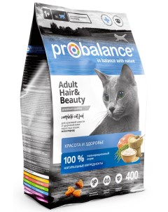 Корм для кошек красота и здоровье кожи и шерсти 400 г Probalance