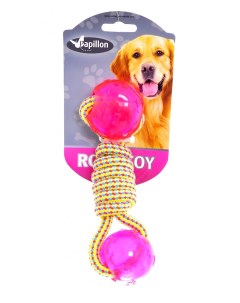 Игрушка для собак Плетеная гантелька с двумя шариками 17 см 100 г Papillon
