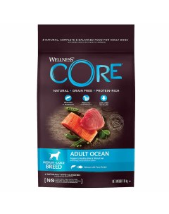 Корм из лосося с тунцом для взрослых собак средних и крупных пород 1 8 кг Wellness core