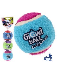 Игрушка три мяча с пищалкой теннисная резина 8 см Gigwi