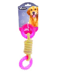 Игрушка для собак Плетеная веревка с двумя пластиковыми кольцами 150 г Papillon