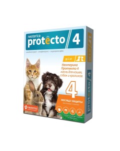 Капли от блох и клещей для кошек и собак до 4 кг 2 шт 56 г Neoterica protecto