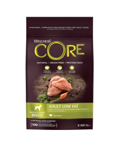 Корм со сниженным содержанием жира из индейки для взрослых собак средних и крупных пород 10 кг Wellness core