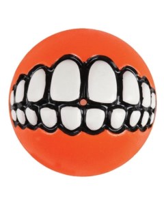 Мяч с принтом зубы и отверстием для лакомств GRINZ оранжевый L Rogz