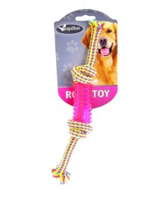 Игрушка для собак Плетеная веревка с пластиковой гантелькой 60 г Papillon