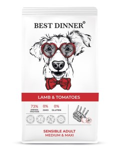 Корм сухой корм для собак средних и крупных пород склонных к аллергии и проблемам с пищеварением 3 к Best dinner
