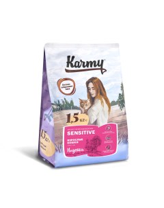 Корм сухой корм для кошек с чувствительным пищеварением с индейкой 10 кг Karmy
