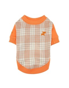 Теплая футболка в клетку с контрастными рукавами Джаспер оранжевый S Puppia