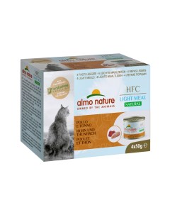 Набор низкокалорийных консервов для кошек 4 шт по 50 гр с курицей и тунцом 200 г Almo nature консервы