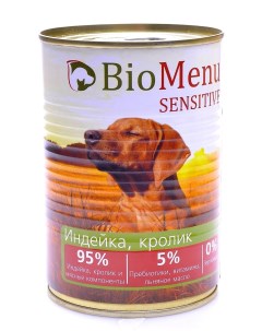 Гипоаллергенные консервы для собак индейка и кролик 100 г Biomenu