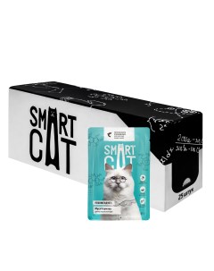 Упаковка 25 шт Паучи для взрослых кошек и котят кусочки лосося в нежном соусе 2 13 кг Smart cat