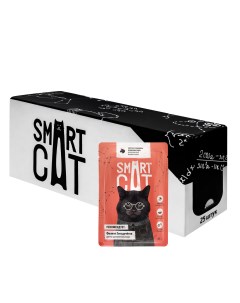 Упаковка 25 шт Паучи для взрослых кошек и котят кусочки говядины в нежном соусе 2 13 кг Smart cat
