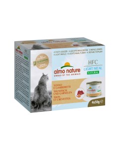 Набор низкокалорийных консервов для кошек 4 шт по 50 гр с тунцом и креветками 200 г Almo nature консервы
