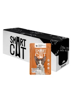 Упаковка 25 шт Паучи для взрослых кошек и котят кусочки индейки со шпинатом в нежном соусе 2 13 кг Smart cat