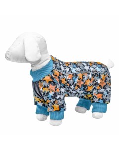 Комбинезон на меху для собак малых пород с бирюзовыми и оранжевыми звездами M Yami-yami одежда