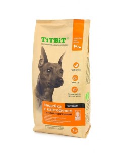 Корм для собак всех пород гипоаллергенный с индейкой и картофелем 3 кг Titbit