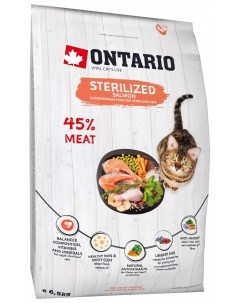 Корм для стерилизованных кошек с лососем 400 г Ontario