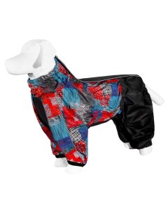 Дождевик для собаки с рисунком Квадраты красный Стаффордширский терьер 52 54 см Yami-yami одежда
