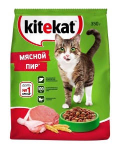 Корм сухой полнорационный корм для взрослых кошек Мясной Пир 350 г Kitekat