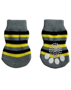 Носки для собак серые в чёрную и жёлтую полоску размер S 25 г Triol (одежда)
