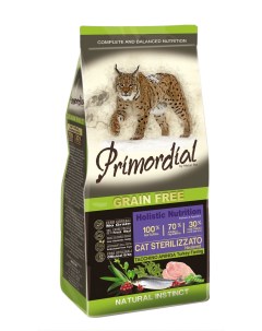 Корм беззерновой корм для стерилизованных кошек с индейкой и сельдью 2 кг Primordial