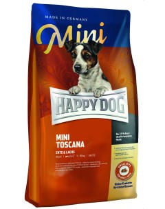 Корм сухой корм Тоскана для собак мелких пород весом до 10 кг с уткой и лососем 4 кг Happy dog