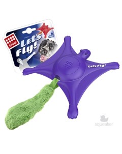 Игрушка Белка летяга с пищалкой фиолетовая резина плюш 319 г Gigwi