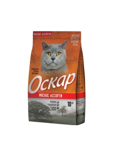 Корм мясное ассорти для кошек 10 кг Оскар