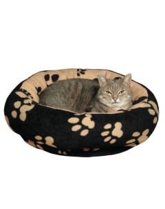 Лежак Sammy 50 см с рисунком Кошачьи лапки чёрно бежевый Trixie